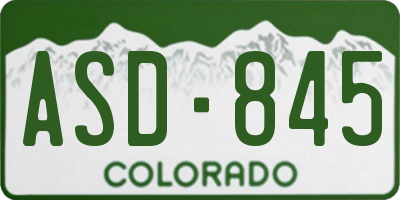CO license plate ASD845