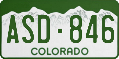 CO license plate ASD846
