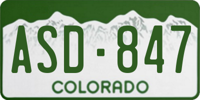 CO license plate ASD847