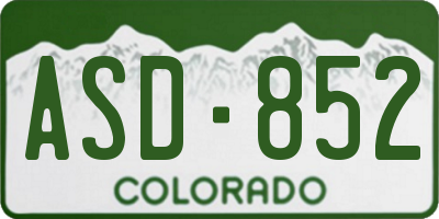 CO license plate ASD852