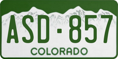 CO license plate ASD857