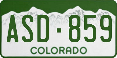 CO license plate ASD859