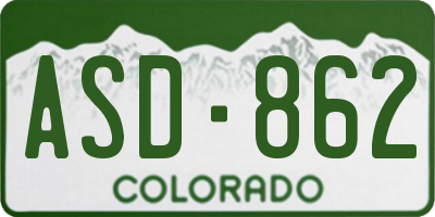 CO license plate ASD862
