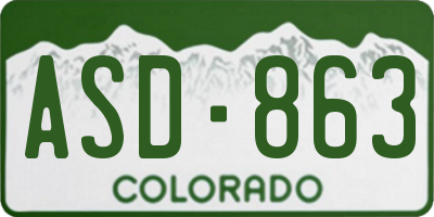 CO license plate ASD863