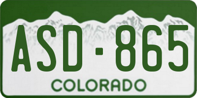 CO license plate ASD865