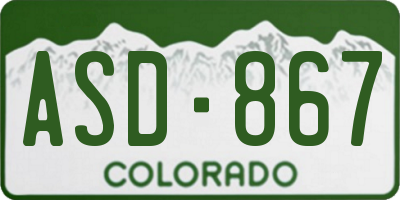 CO license plate ASD867