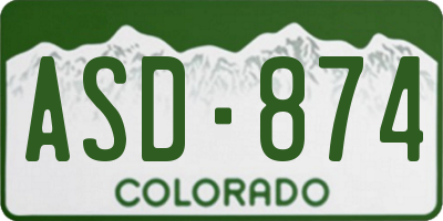 CO license plate ASD874