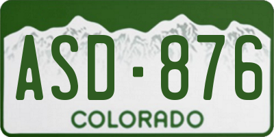 CO license plate ASD876