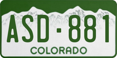 CO license plate ASD881