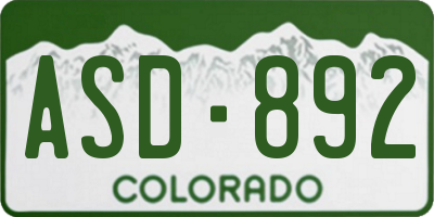 CO license plate ASD892