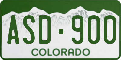 CO license plate ASD900