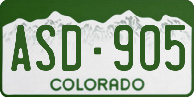 CO license plate ASD905