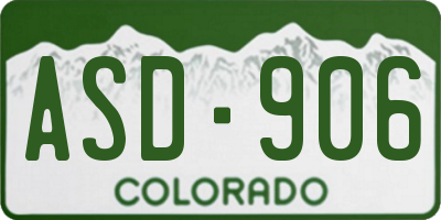 CO license plate ASD906