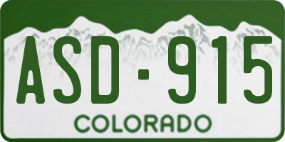 CO license plate ASD915