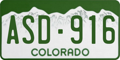 CO license plate ASD916