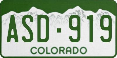 CO license plate ASD919