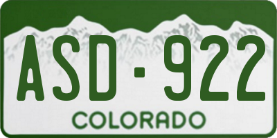 CO license plate ASD922