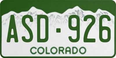 CO license plate ASD926