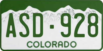 CO license plate ASD928