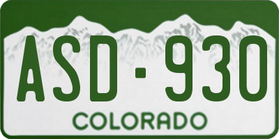 CO license plate ASD930