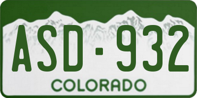 CO license plate ASD932