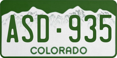 CO license plate ASD935