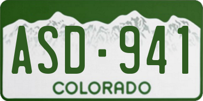 CO license plate ASD941