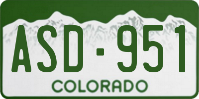 CO license plate ASD951