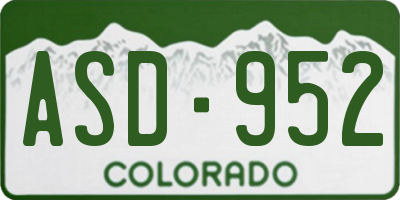 CO license plate ASD952