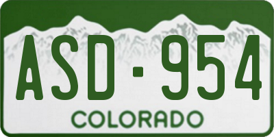 CO license plate ASD954