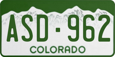 CO license plate ASD962