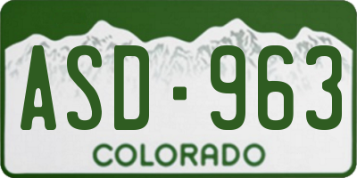 CO license plate ASD963