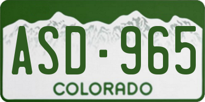 CO license plate ASD965