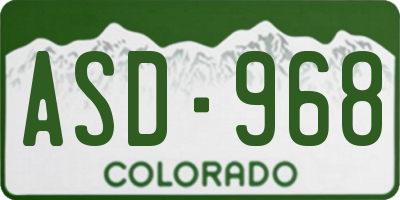 CO license plate ASD968