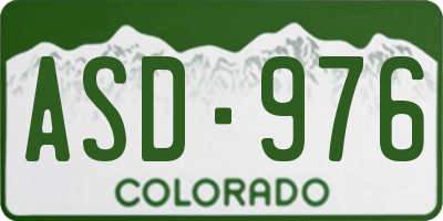 CO license plate ASD976