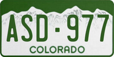 CO license plate ASD977