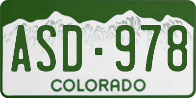 CO license plate ASD978