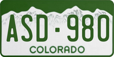 CO license plate ASD980