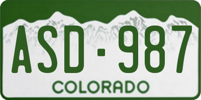 CO license plate ASD987