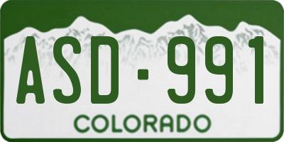 CO license plate ASD991