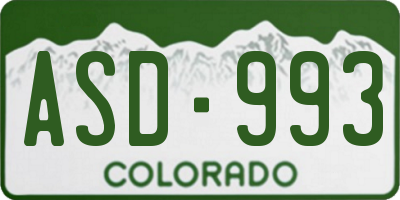 CO license plate ASD993
