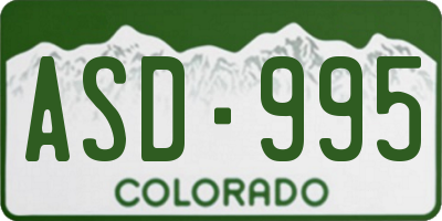 CO license plate ASD995