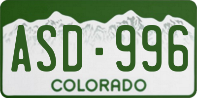 CO license plate ASD996