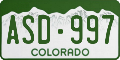 CO license plate ASD997
