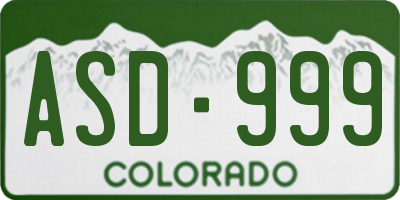 CO license plate ASD999