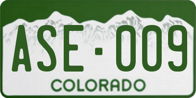 CO license plate ASE009