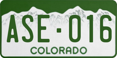 CO license plate ASE016