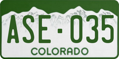 CO license plate ASE035