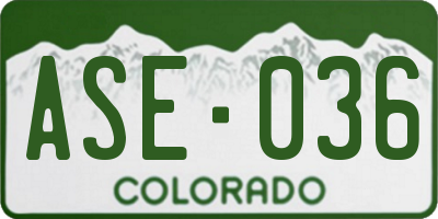 CO license plate ASE036