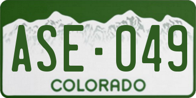 CO license plate ASE049